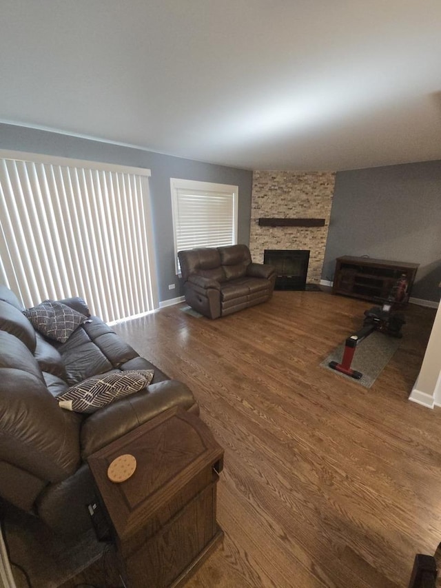 8201 Daniel Dr, Justice, IL 60458 - living area featuring wood finished floors and a fireplace