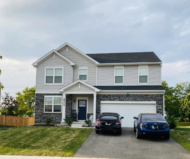 8509 Rosehall Dr, Joliet, IL 60431 - view of front of property with stone siding, asphalt driveway, and an attached garage