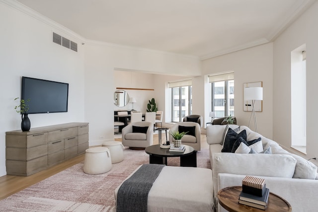 950 N Michigan Ave Unit 4502, Chicago, IL 60611 - living area featuring light wood-type flooring and crown molding