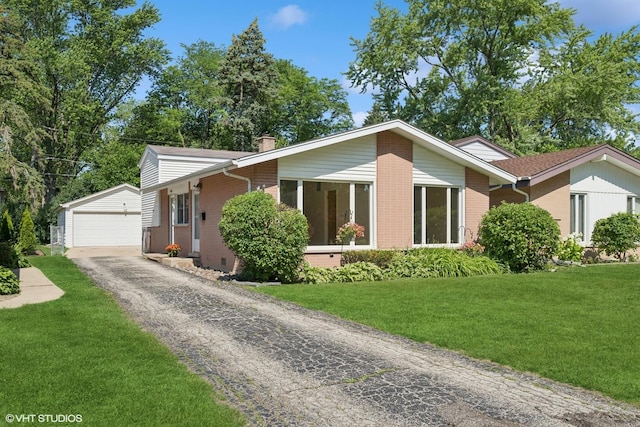1114 S Mitchell Ave, Arlington Heights, IL 60005 - single story home with an outdoor structure, brick siding, and a front yard