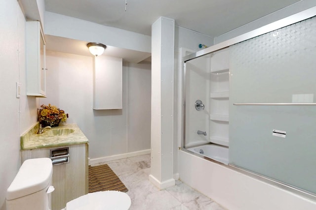 3901 Tallgrass Dr, Champaign, IL 61822 - full bathroom featuring marble finish flooring, enclosed tub / shower combo, and vanity