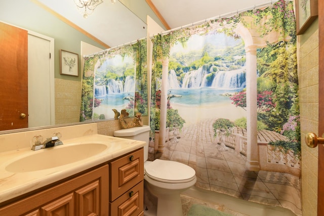 144 Crestwood Dr, East Dundee, IL 60118 - full bathroom featuring vanity, tile walls, crown molding, and curtained shower