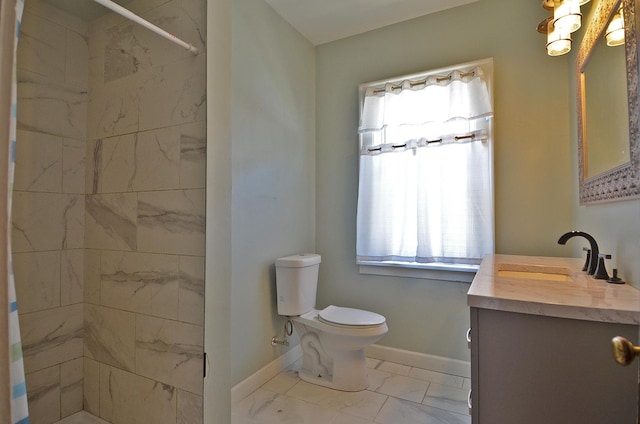 623 Marcy St, Ottawa, IL 61350 - full bath featuring marble finish floors, tiled shower, and vanity