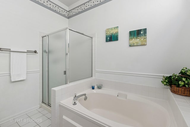 29583 N Birch Ave, Lake Bluff, IL 60044 - full bathroom with a garden tub, a shower stall, and tile patterned floors