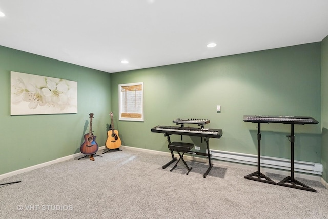 29583 N Birch Ave, Lake Bluff, IL 60044 - recreation room with carpet floors, recessed lighting, and a baseboard radiator