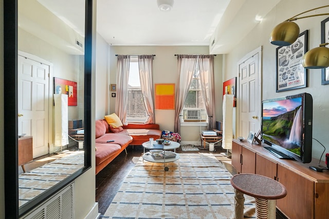 1624 N Oakley Ave, Chicago, IL 60647 - living area featuring wood finished floors and cooling unit