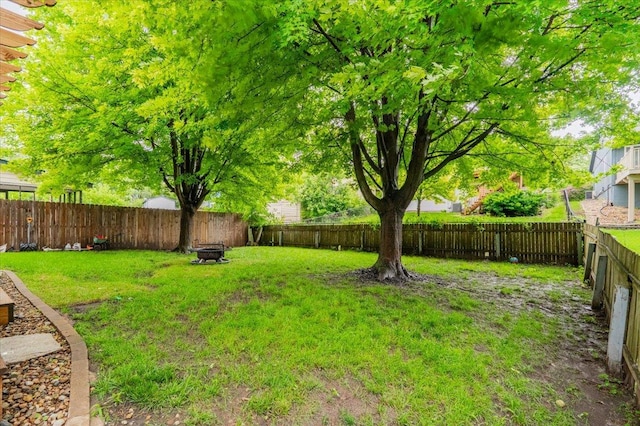 1311 Bancroft Dr, Bloomington, IL 61704 - fenced backyard with an outdoor fire pit