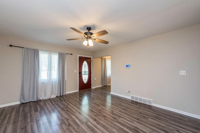 2302 Gilead Ave, Zion, IL 60099 - entryway featuring a ceiling fan and dark wood-style flooring