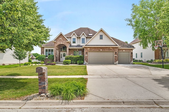 26645 W Ian Ct, Channahon, IL 60410 - traditional-style home with an attached garage, a front lawn, brick siding, driveway, and a shingled roof