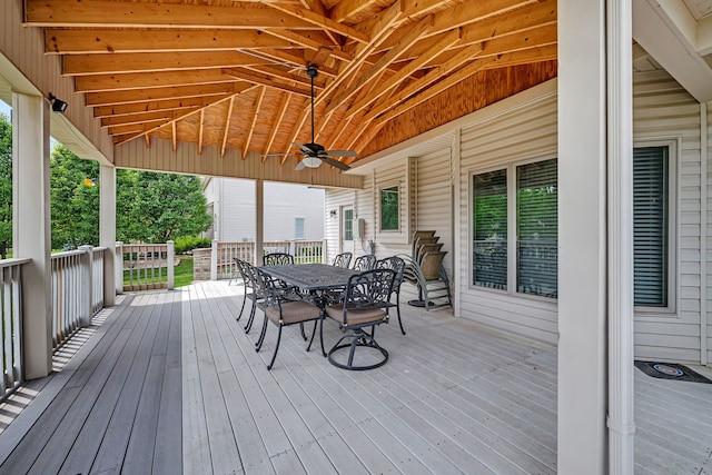 26645 W Ian Ct, Channahon, IL 60410 - deck featuring a ceiling fan and outdoor dining space