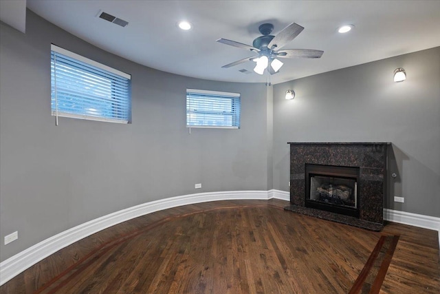 4351 S Forrestville Ave Unit G, Chicago, IL 60653 - unfurnished living room featuring wood finished floors, a ceiling fan, recessed lighting, and a fireplace
