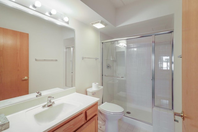 5005 Warren St Unit 403, Skokie, IL 60077 - bathroom featuring vanity, a stall shower, and tile patterned floors