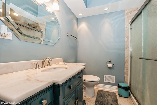 21409 Foxtail Dr, Mokena, IL 60448 - full bath featuring a shower stall, vanity, tile patterned floors, and recessed lighting