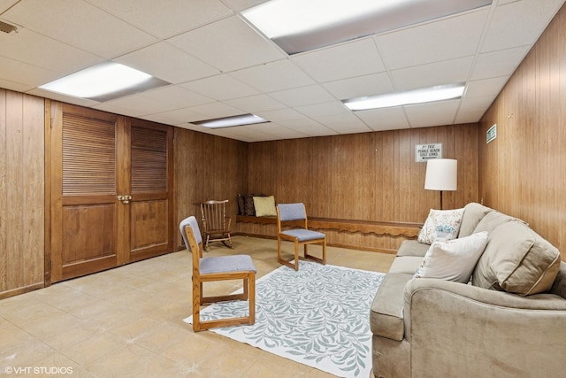 1329 Sanford Ln, Glenview, IL 60025 - living room featuring wood walls