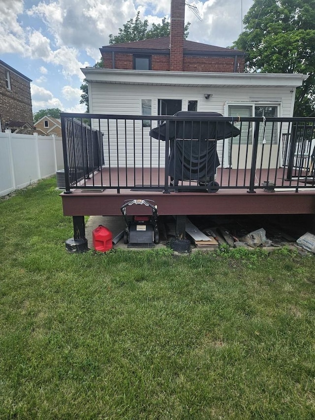 3401 S 56th Ct, Cicero, IL 60804 - rear view of house with a wooden deck and a chimney