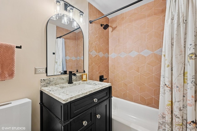 2417 Lyons St, Evanston, IL 60201 - full bath featuring vanity and shower / bath combo with shower curtain