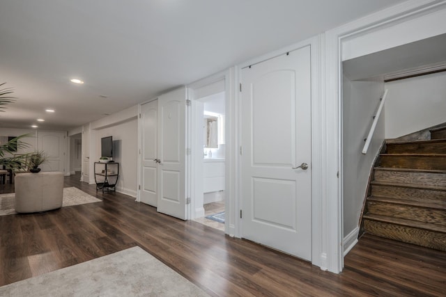 1349 W Huron St Unit 1, Chicago, IL 60642 - unfurnished living room featuring wood finished floors, stairs, and recessed lighting
