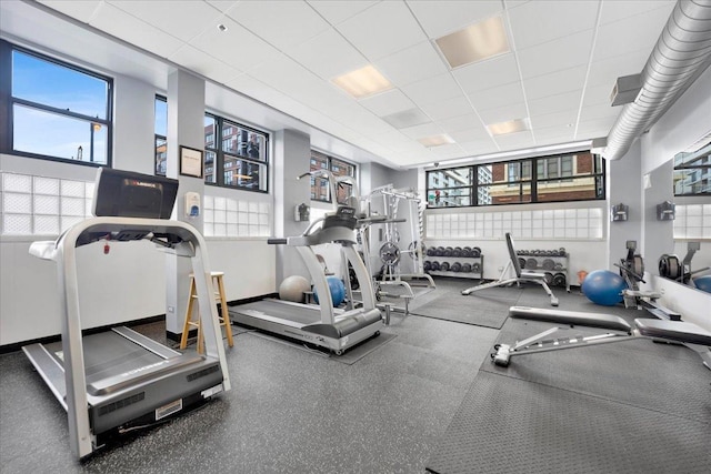 1801 S Michigan Ave Unit 701, Chicago, IL 60616 - exercise room featuring plenty of natural light and a drop ceiling