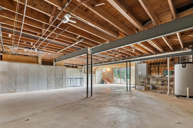 1313 Plum Tree Rd, Barrington Hills, IL 60010 - below grade area featuring gas water heater and stairway