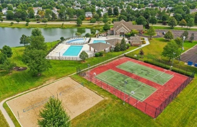 1811 Prairie Ridge Dr, Plainfield, IL 60586 - drone / aerial view of a pool and a nearby body of water