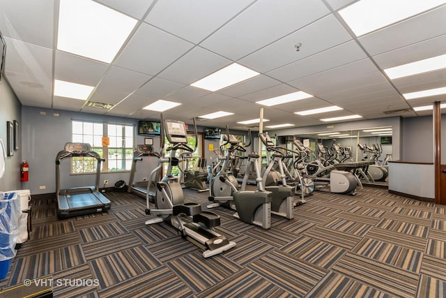 1811 Prairie Ridge Dr, Plainfield, IL 60586 - exercise room with a paneled ceiling and carpet flooring