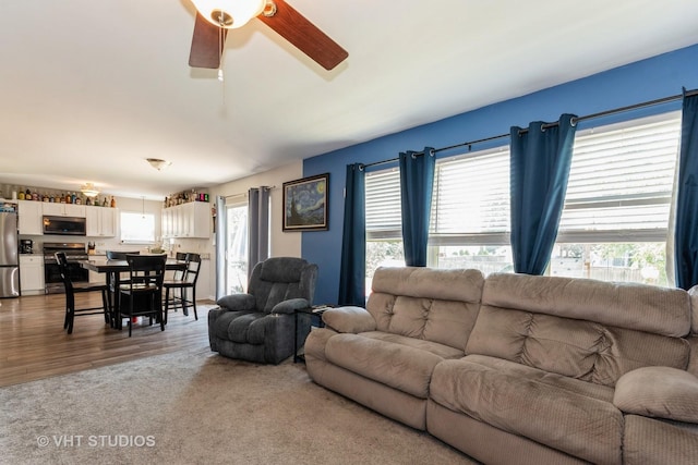1811 Prairie Ridge Dr, Plainfield, IL 60586 - living room featuring a ceiling fan and wood finished floors