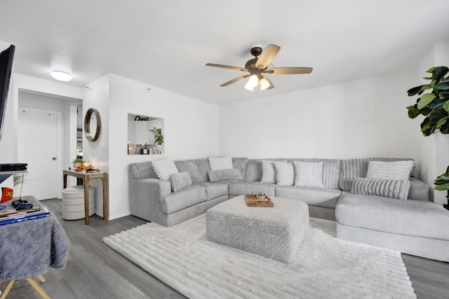 10 E Ontario St Unit 907, Chicago, IL 60611 - living room featuring wood finished floors and ceiling fan