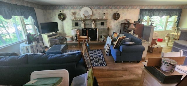 27375 W Nippersink Rd, Ingleside, IL 60041 - living area with wood finished floors and a fireplace