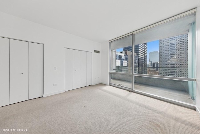 8 E Randolph St Unit 3007, Chicago, IL 60601 - unfurnished bedroom with two closets, carpet, and a city view