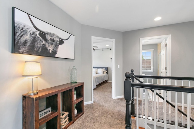 29990 Fehmarn Way, Genoa, IL 60135 - hall with carpet, an upstairs landing, and recessed lighting