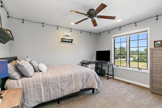 29990 Fehmarn Way, Genoa, IL 60135 - bedroom featuring carpet floors, recessed lighting, and a ceiling fan