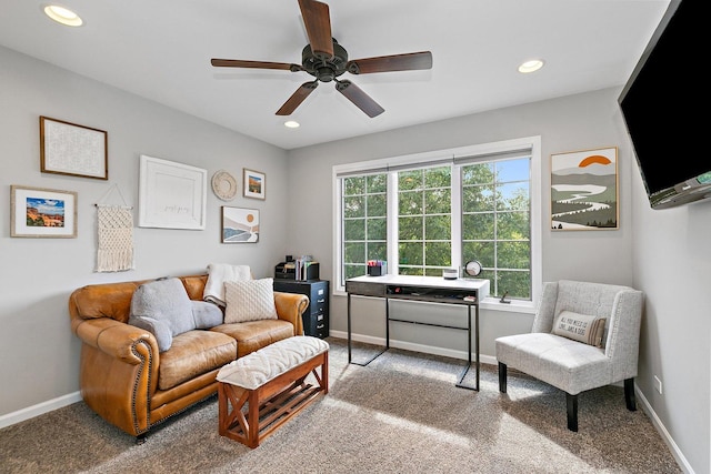 29990 Fehmarn Way, Genoa, IL 60135 - carpeted living area featuring ceiling fan and recessed lighting