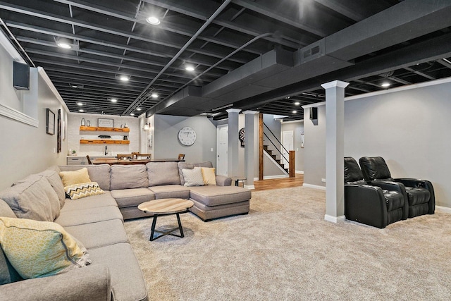 29990 Fehmarn Way, Genoa, IL 60135 - carpeted living room featuring wet bar and stairs
