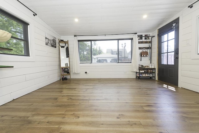 471 N W Ave, Elmhurst, IL 60126 - entrance foyer with wood finished floors, wood walls, and recessed lighting