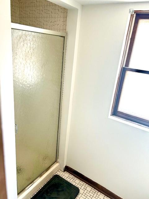 14238 S Manistee Ave, Burnham, IL 60633 - bathroom featuring a shower stall and baseboards