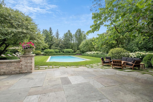 475 Red Fox Ln, Lake Forest, IL 60045 - swimming pool with a patio, a lawn, and an outdoor living space