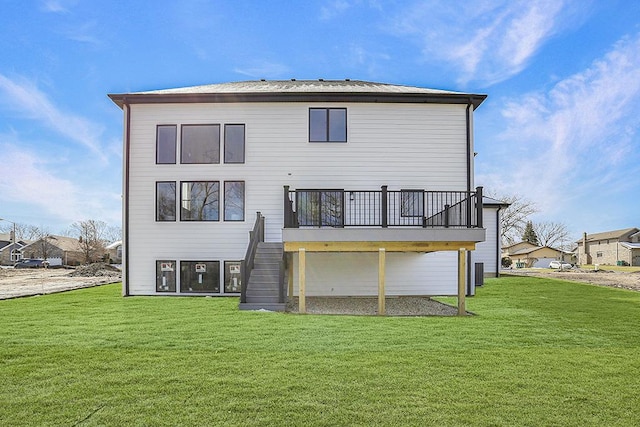 1104 Walter St, Lemont, IL 60439 - rear view of property featuring a yard, stairway, and a deck
