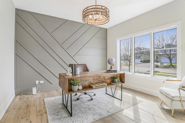 1104 Walter St, Lemont, IL 60439 - office featuring a chandelier and light wood-style flooring
