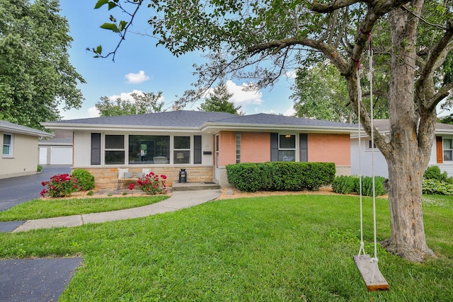 131 N Pierce Ave, Wheaton, IL 60187 - ranch-style house featuring a front lawn, brick siding, stone siding, and roof with shingles