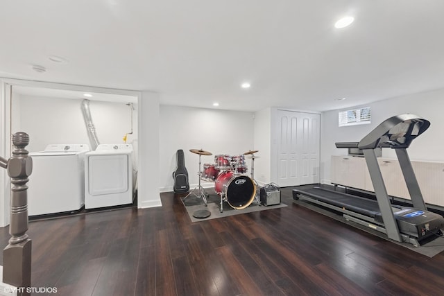 304 Bryant Ave, Glen Ellyn, IL 60137 - workout room with separate washer and dryer, wood finished floors, and recessed lighting
