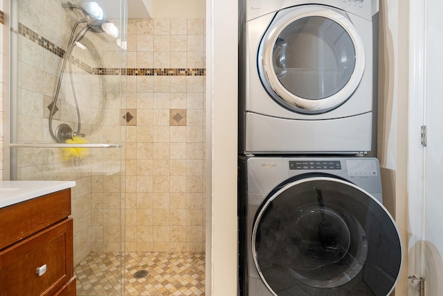 1024 Inverrary Ln Unit 1024, Deerfield, IL 60015 - washroom featuring stacked washer / dryer