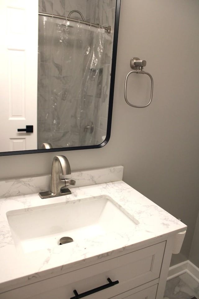 3042 Bar Harbour Rd, Aurora, IL 60504 - full bath featuring marble finish flooring, vanity, and a shower with curtain