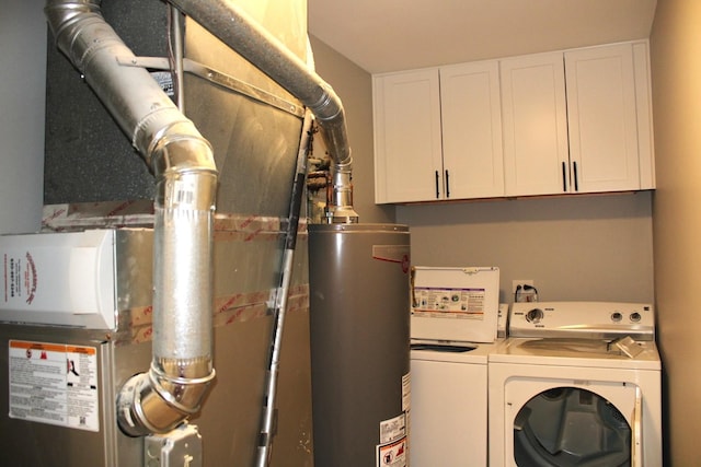 3042 Bar Harbour Rd, Aurora, IL 60504 - washroom featuring water heater, washing machine and clothes dryer, cabinet space, and heating unit