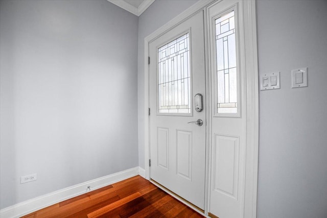 6825 W 64th Pl, Chicago, IL 60638 - entryway featuring ornamental molding and dark wood-type flooring