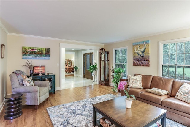 1490 S Ridge Rd, Lake Forest, IL 60045 - living room with ornamental molding and light wood-type flooring