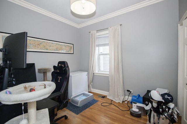 323 W Schiller St Unit 1W, Chicago, IL 60610 - office area with ornamental molding and wood finished floors