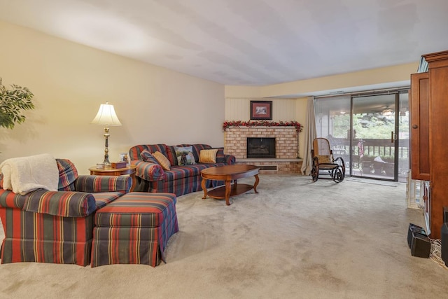 740 Saint Andrews Ln Unit 13, Crystal Lake, IL 60014 - carpeted living area with a brick fireplace