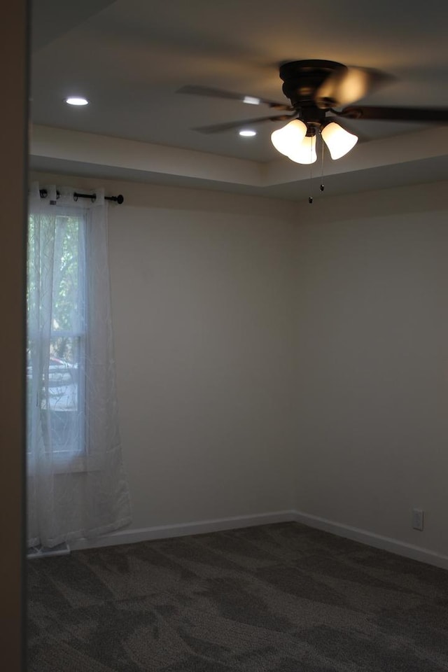 534 Mohawk St, Joliet, IL 60432 - spare room featuring a ceiling fan, dark carpet, and recessed lighting