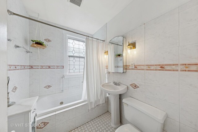 9606 S Vanderpoel Ave, Chicago, IL 60643 - full bath with tile walls, tiled shower / bath combo, and tile patterned flooring