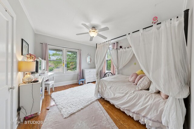 9606 S Vanderpoel Ave, Chicago, IL 60643 - bedroom featuring wood finished floors, ornamental molding, and ceiling fan